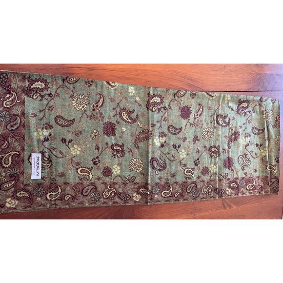 New Pashmina Womens Scarf 55% Pashmina 45% SIlk Green Brown Paisley 73 in long - Picture 3 of 5
